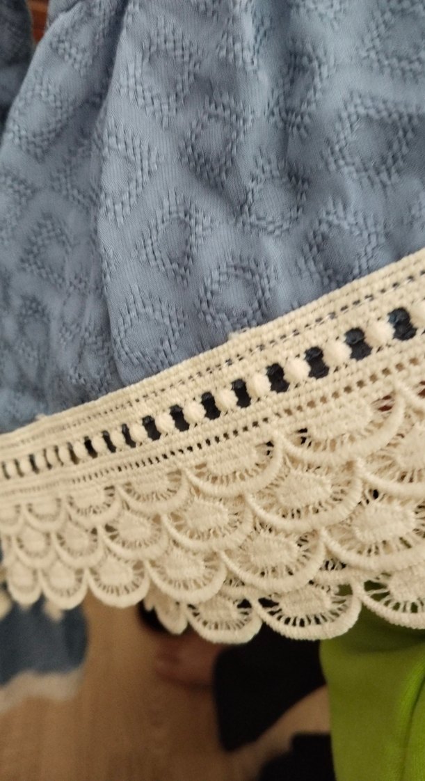 Nakışlı Mavi Bohem İtalyan yazlık Elbise - Görsel 4