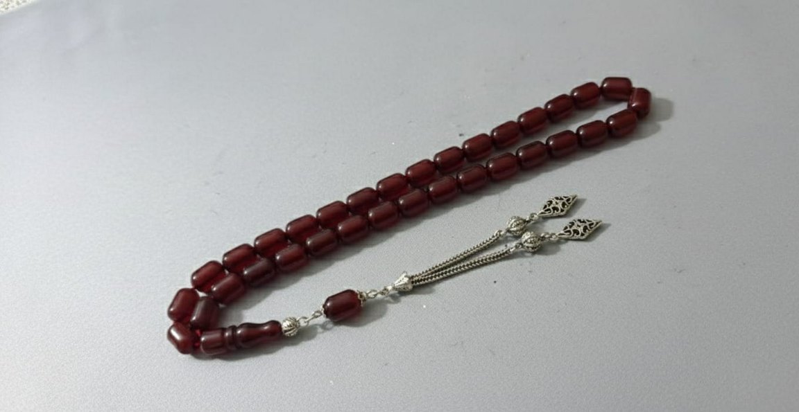 Bordo Parlak Erkek Tesbih - Görsel 4