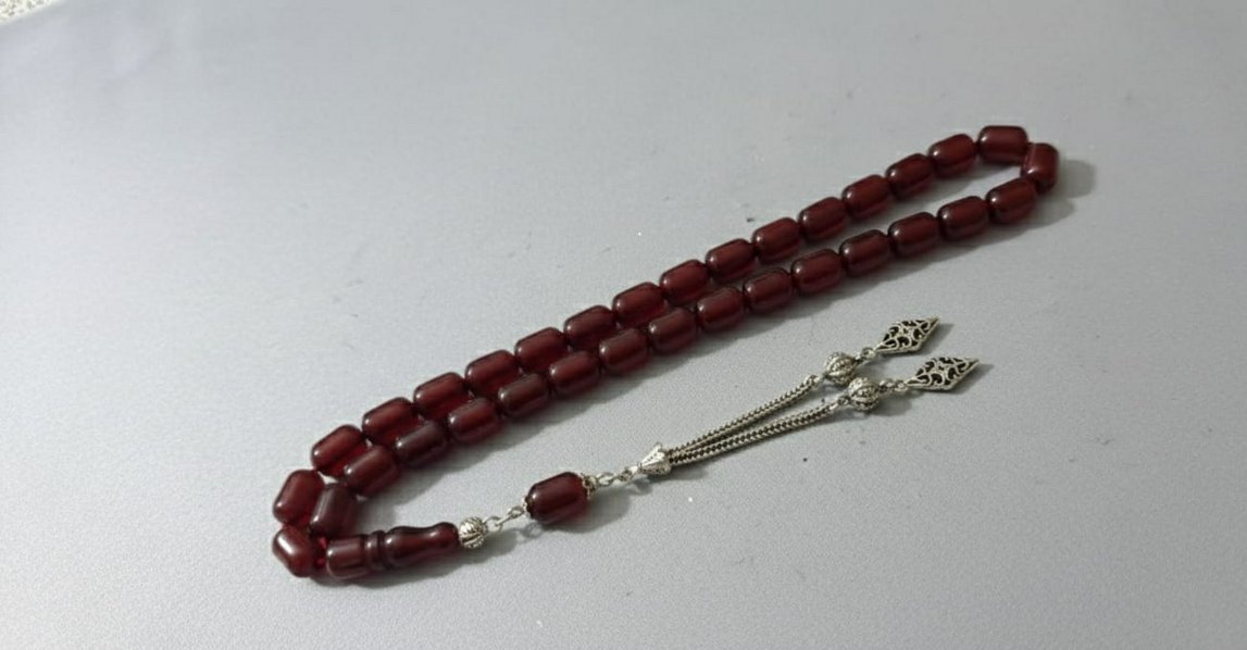 Bordo Parlak Erkek Tesbih - Görsel 3