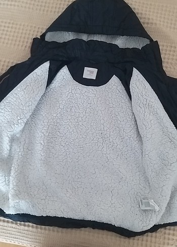 Erkek Çocuk Kapüşonlu Fermuarlı Koyu Gri Kaban - Görsel 3