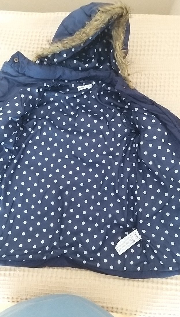 Kız Çocuk Lacivert Kapüşonlu Kürklü Mont - Görsel 3