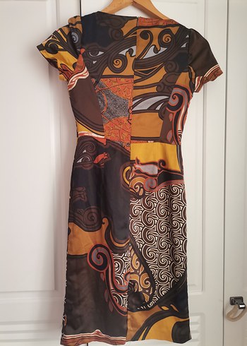 Kahverengi Desenli Bohem Kadın Elbise - Görsel 3