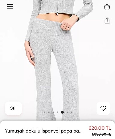 m Beden gri Renk Pull& Bear yumuşak dokulu ispanyol paça pantolon