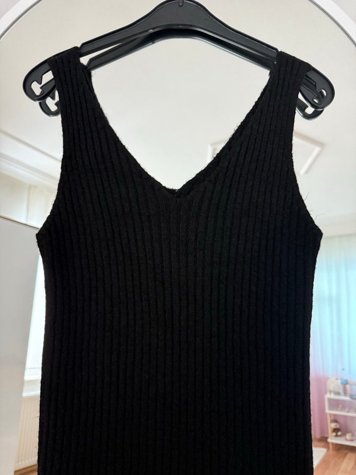 Siyah Triko Uzun Kadın Elbise (takım) - Görsel 3