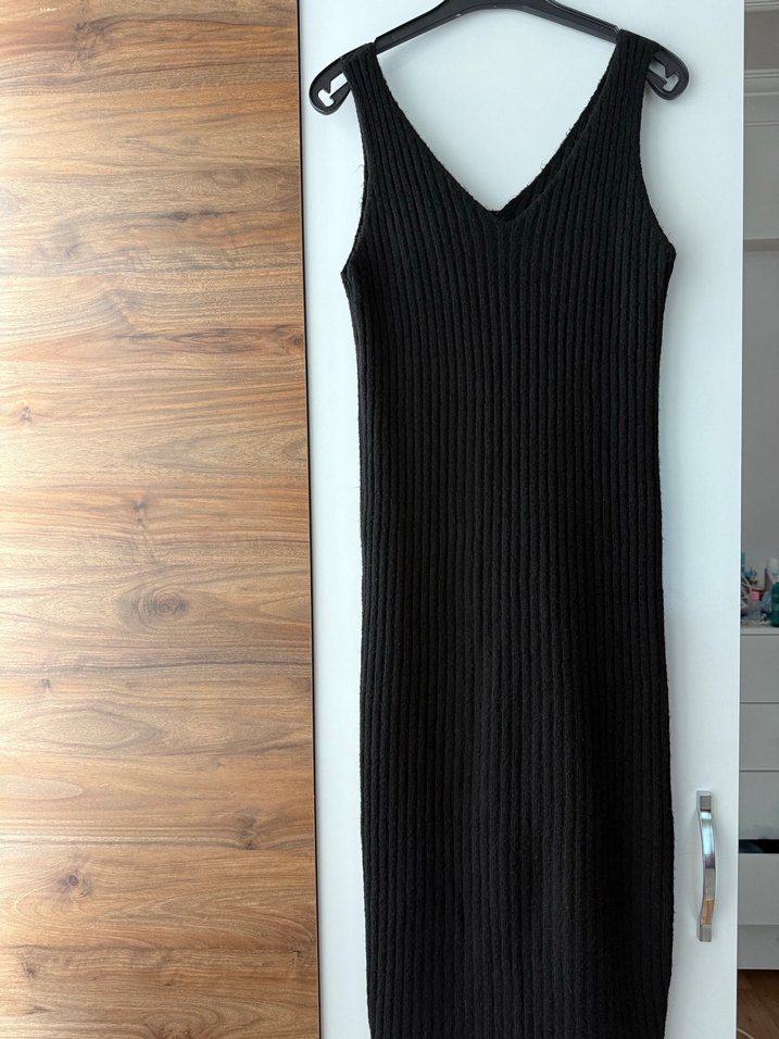 Siyah Triko Uzun Kadın Elbise (takım) - Görsel 4