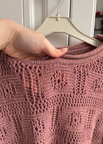 Bordo Bohem Örgü Kadın Kazak - Görsel 4