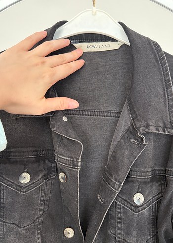 Gri Düğmeli Kadın Denim Ceket - Görsel 2