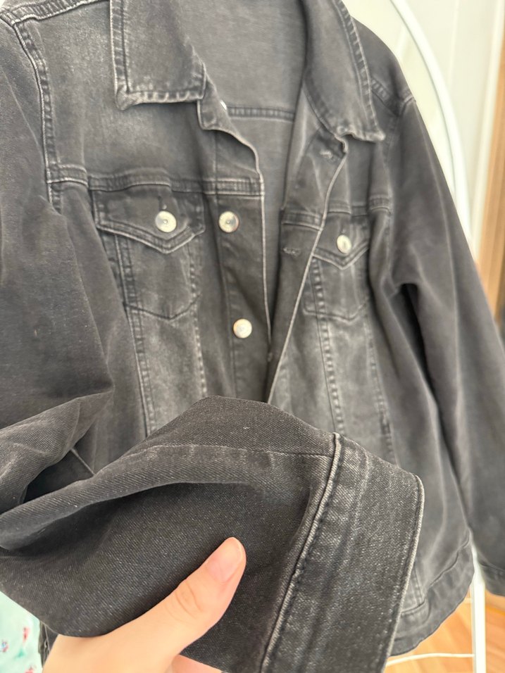 Gri Düğmeli Kadın Denim Ceket - Görsel 3