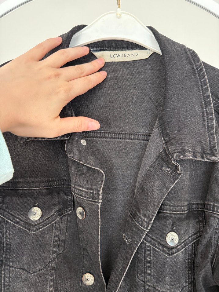 Gri Düğmeli Kadın Denim Ceket - Görsel 2