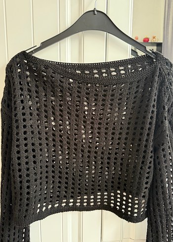 Siyah Örgü Uzun Kollu Kadın Kazak - Görsel 3