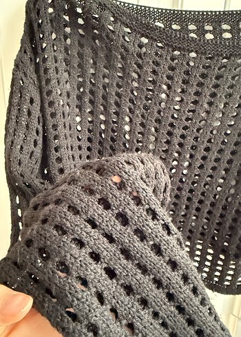 Siyah Örgü Uzun Kollu Kadın Kazak - Görsel 2