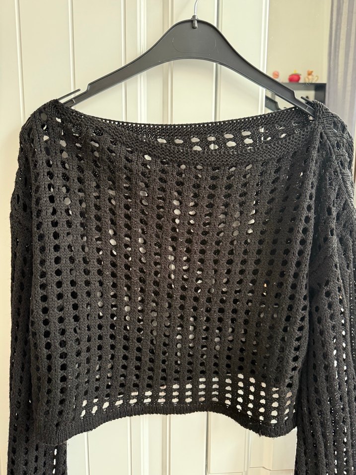 Siyah Örgü Uzun Kollu Kadın Kazak - Görsel 3