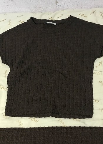 m Beden Kahverengi Kadın Keten Midi Örme Takım