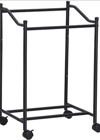 Tekerlekli Siyah Çift Bölmeli Çamaşır Sepeti - Görsel 9