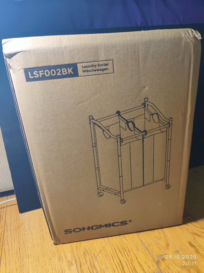 Tekerlekli Siyah Çift Bölmeli Çamaşır Sepeti - Görsel 2