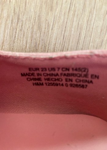 23 Beden pembe Renk H&M Pembe Kadife Kız Babet Ayakkabı(23)