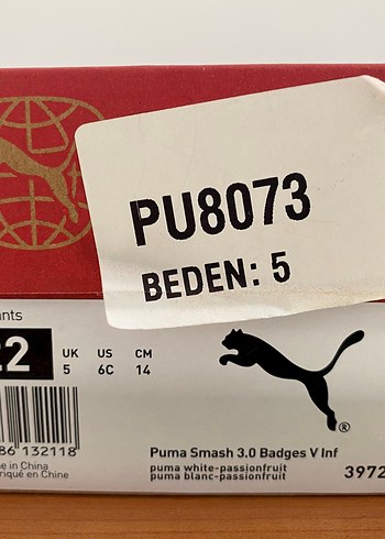 Puma Puma Kız Çocuk Beyaz Renkli Cırt Cırtlı Spor Ayakkabı 14cm