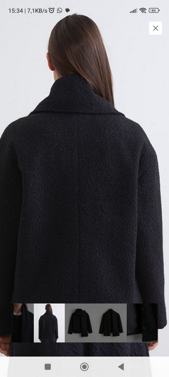 Düğmeli Siyah Kısa Kadın Kaban - Görsel 3