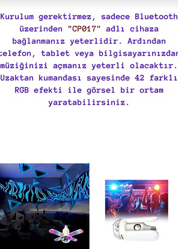 Renkli Dönen Disko Ampulü bluetooth'lu - Görsel 3