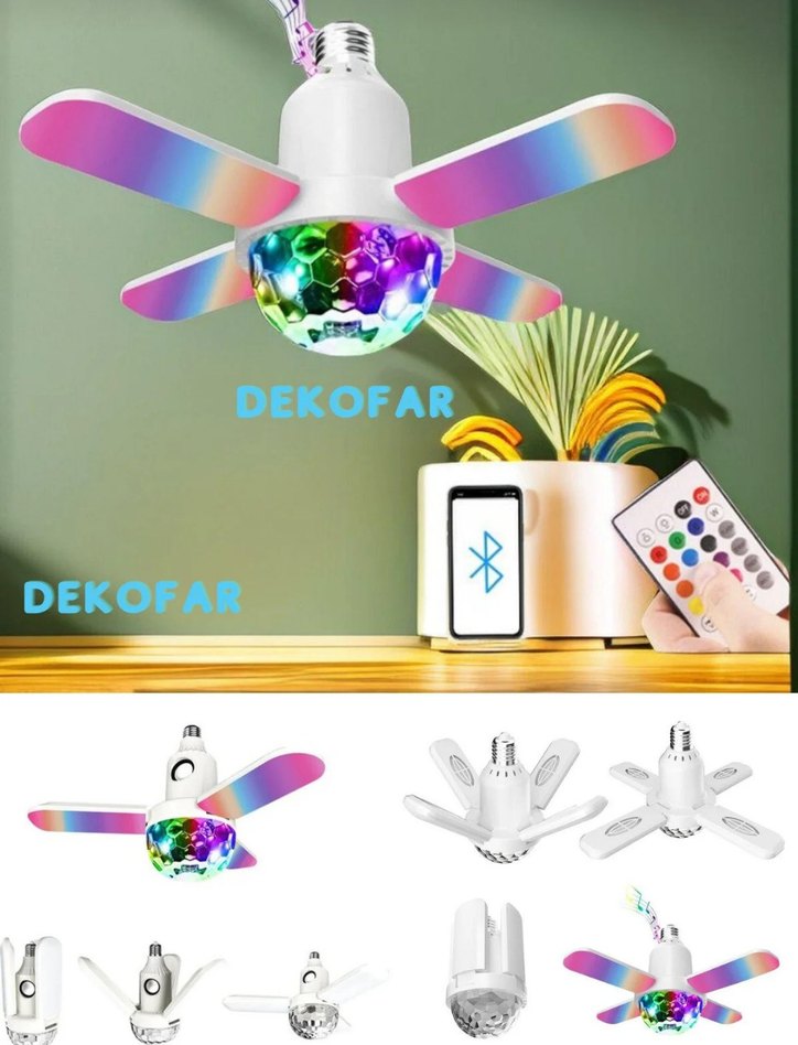 Renkli Dönen Disko Ampulü bluetooth'lu - Görsel 2