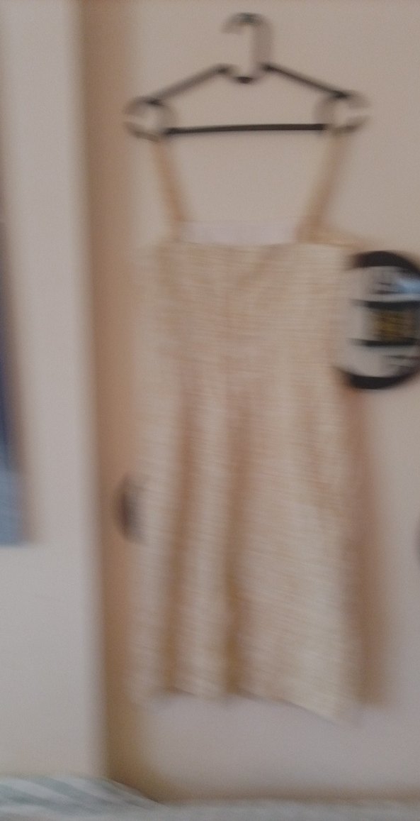 Bej Keten Midi Straplez Elbise - Görsel 2