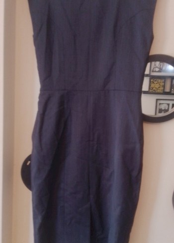 Kemerli V Yaka Uzun Gri Kadın Elbise - Görsel 2