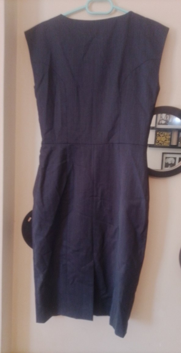 Kemerli V Yaka Uzun Gri Kadın Elbise - Görsel 2