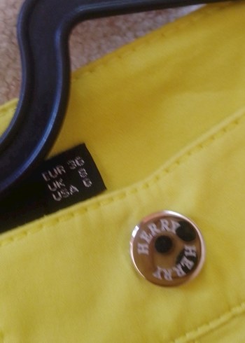 Kadın Sarı Beli Kemerli Dar Kesim Pantolon - Görsel 3