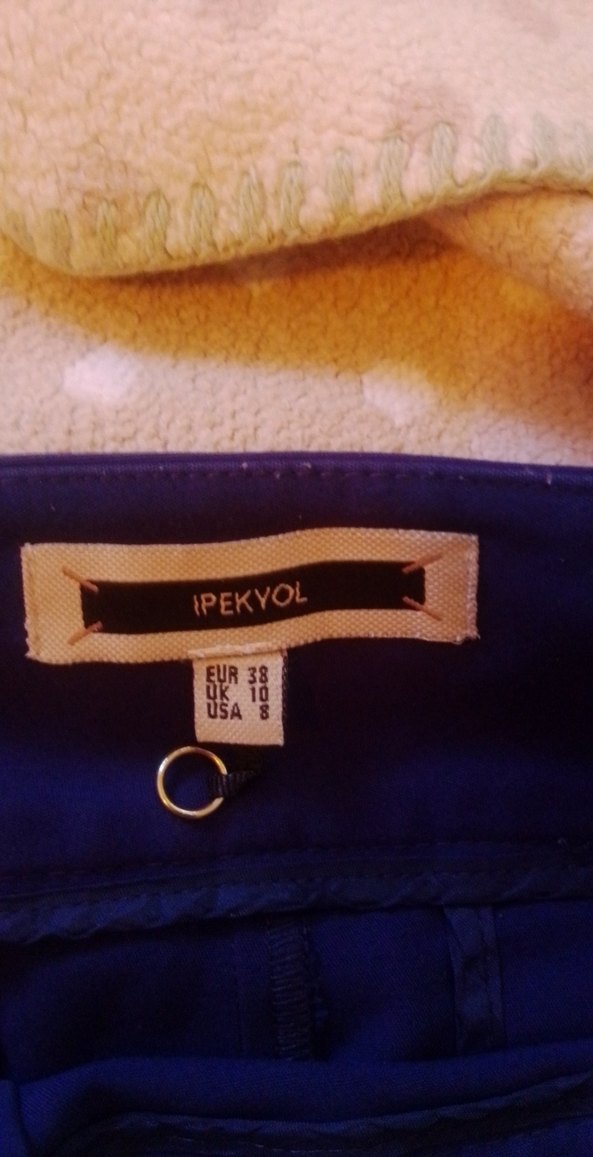 Mor Kumaş Kadın Pantolon, Kemerli, Midi Boy - Görsel 3