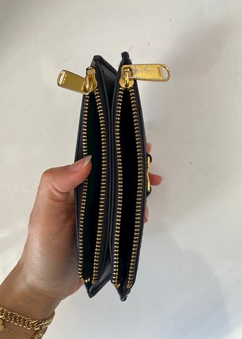 Altın Fermuarlı Siyah Deri Kadın Cüzdan - Görsel 3