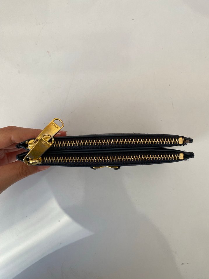 Altın Fermuarlı Siyah Deri Kadın Cüzdan - Görsel 2