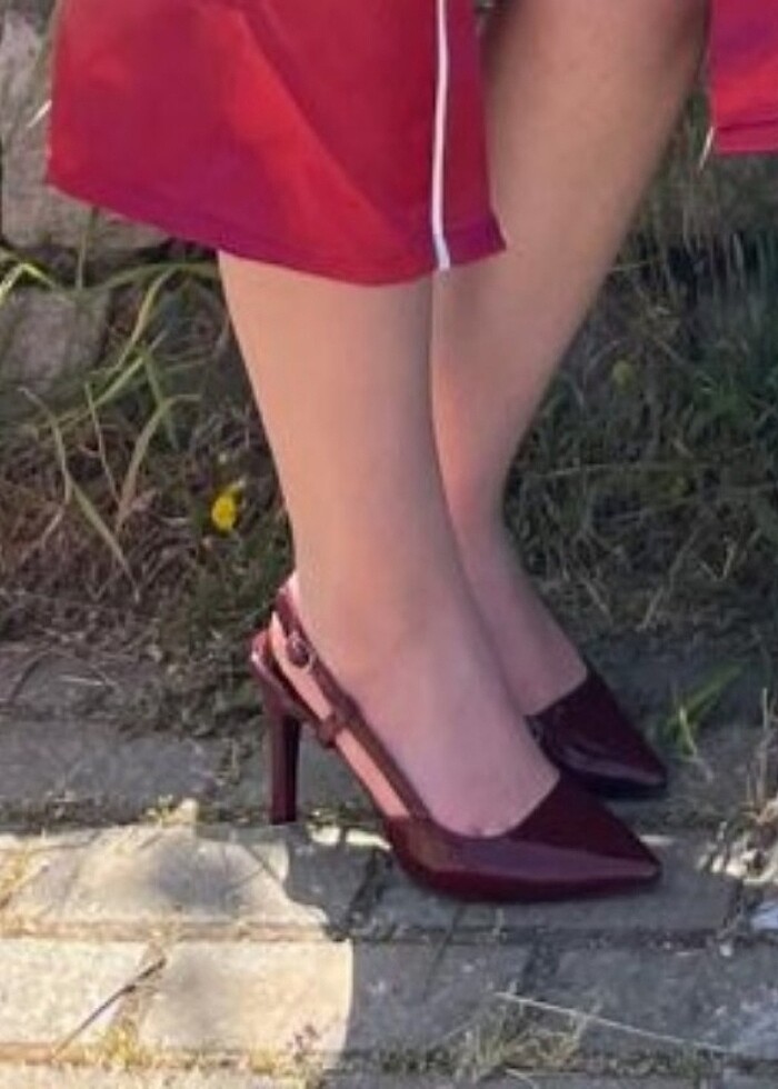 bordo topuklu ayakkabı - Görsel 2