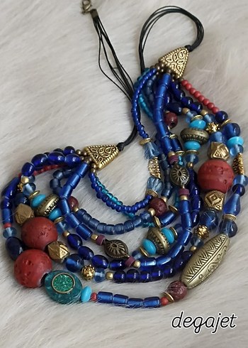 Uzun, Çok Renkli Boncuklu Bohem Kadın Kolye - Görsel 3