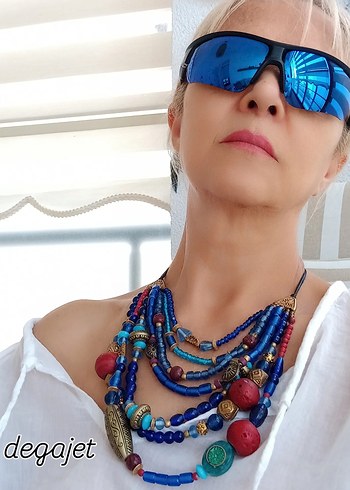 Uzun, Çok Renkli Boncuklu Bohem Kadın Kolye - Görsel 5