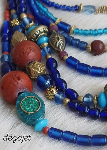 Uzun, Çok Renkli Boncuklu Bohem Kadın Kolye - Görsel 4