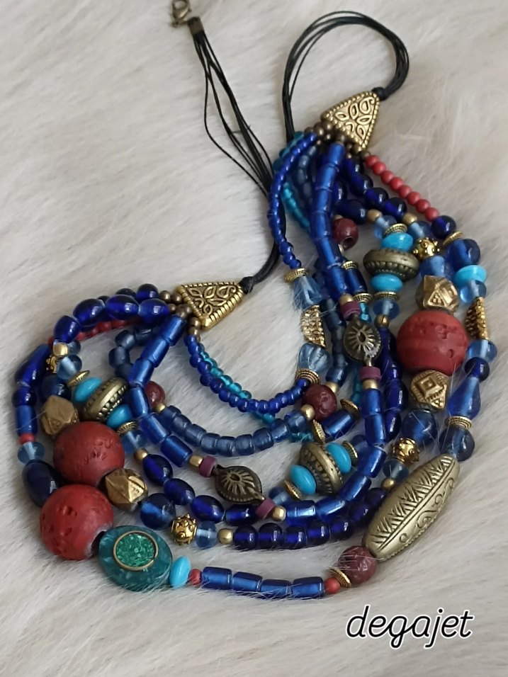 Uzun, Çok Renkli Boncuklu Bohem Kadın Kolye - Görsel 3