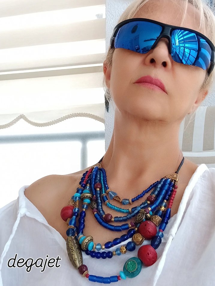 Uzun, Çok Renkli Boncuklu Bohem Kadın Kolye - Görsel 5