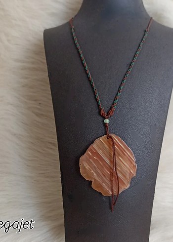 Uzun kordonlu, Doğal Akik  taşı Kadın Kolye - Görsel 2