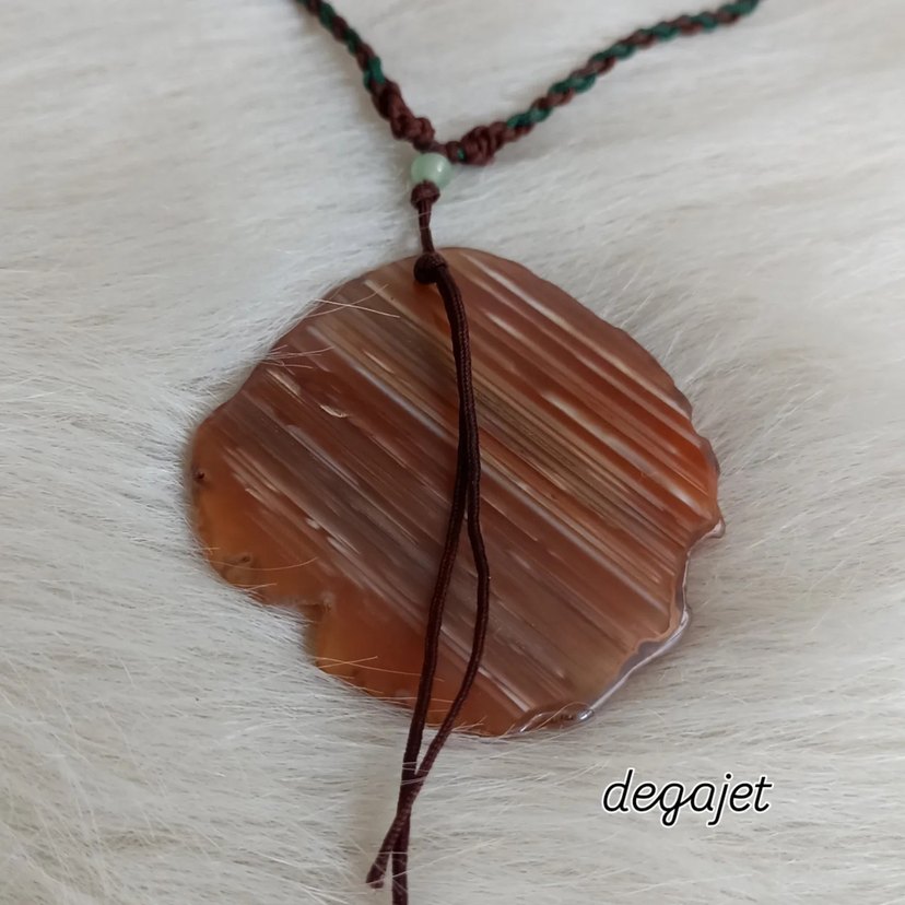 Uzun kordonlu, Doğal Akik  taşı Kadın Kolye - Görsel 3