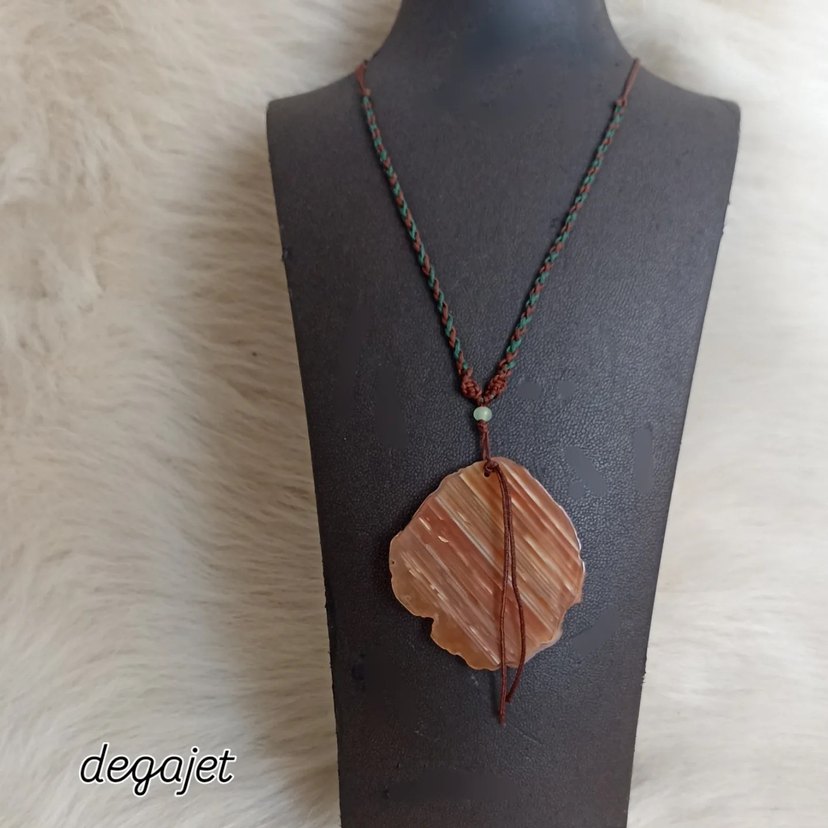 Uzun kordonlu, Doğal Akik  taşı Kadın Kolye - Görsel 2