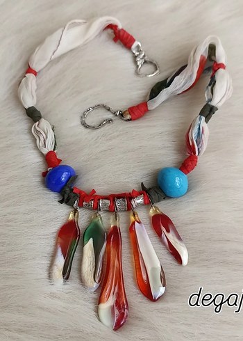 Murano Boncuklu Uzun Bohem Kolye - Görsel 5