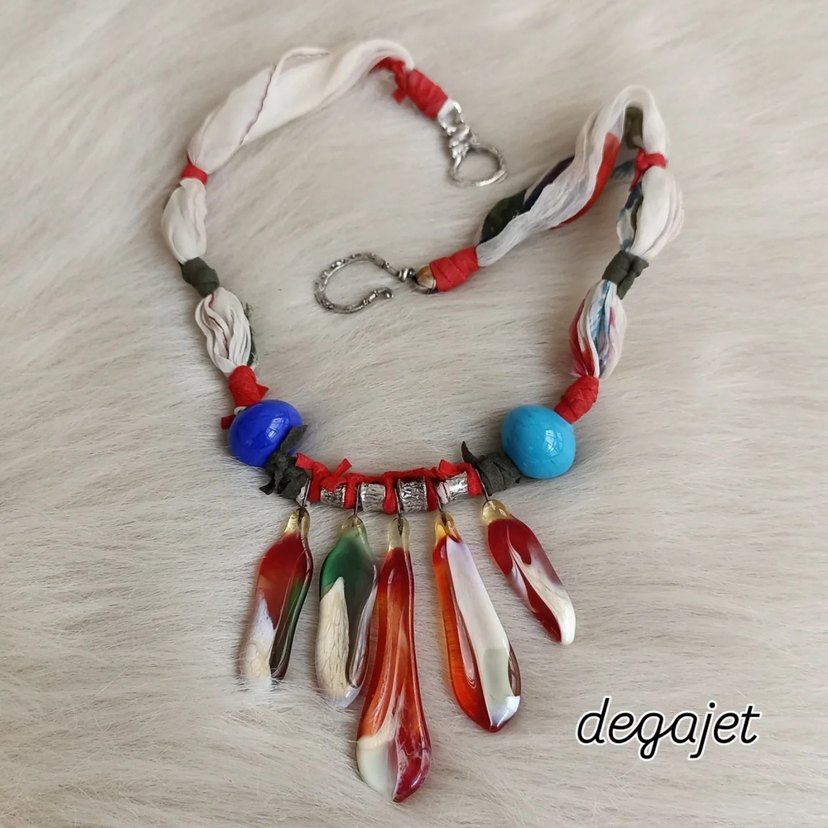 Murano Boncuklu Uzun Bohem Kolye - Görsel 5