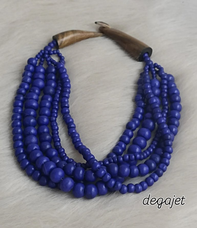 Uzun Lacivert Boncuklu Bohem Kadın Kolye - Görsel 3