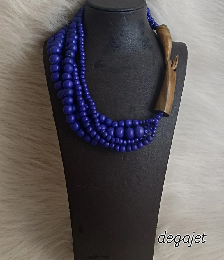 Uzun Lacivert Boncuklu Bohem Kadın Kolye - Görsel 2