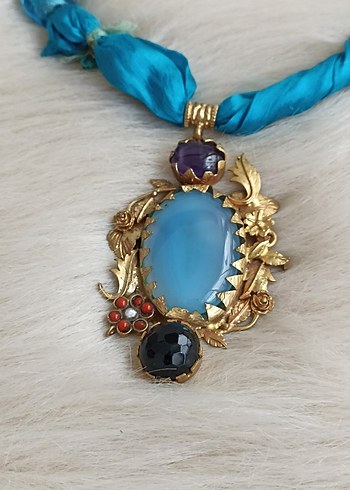 Uzun Boncuklu Turkuaz Bohem Kolye - Görsel 3