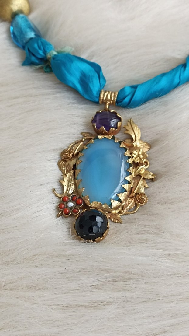 Uzun Boncuklu Turkuaz Bohem Kolye - Görsel 3