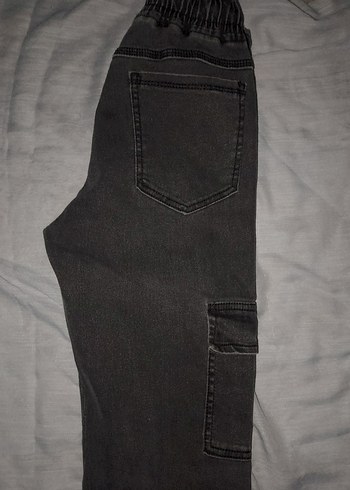 Erkek Koyu Gri Bol Kesim Lastikli Kot Pantolon - Görsel 5