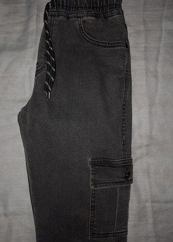 Erkek Koyu Gri Bol Kesim Lastikli Kot Pantolon - Görsel 3