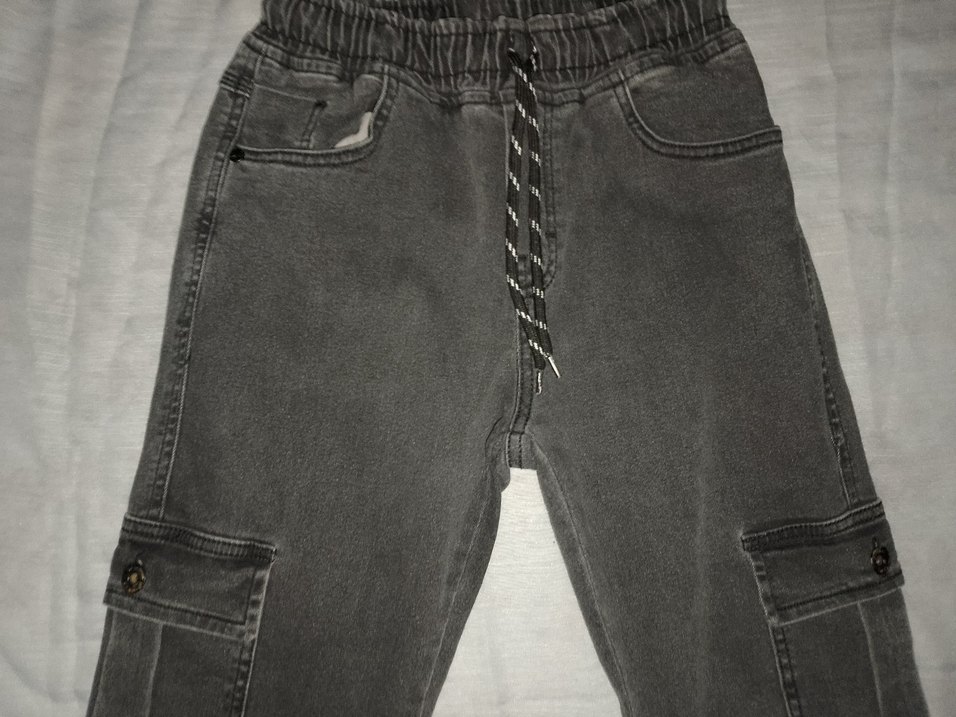 Erkek Koyu Gri Bol Kesim Lastikli Kot Pantolon - Görsel 2