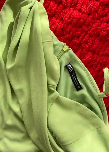 Zara Drapeli Yeşil İnce Askılı Mayo&Büstiyer - Görsel 3